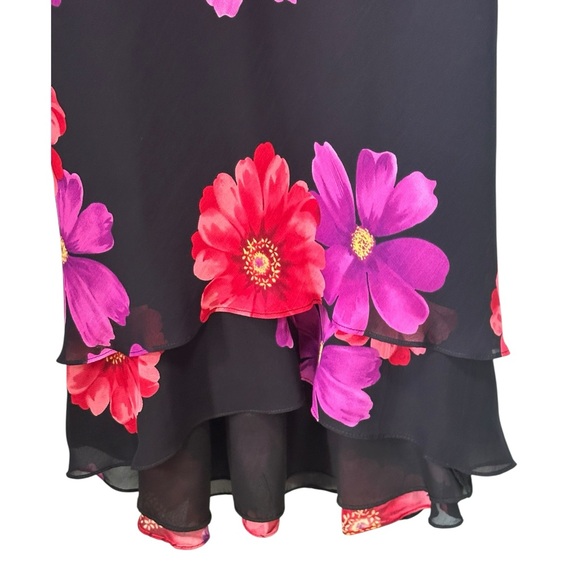 Vtg 90s Y2K Dark Floral Midi Slip Dress Sz 10 Fairy Coquette Grunge Phoebe Bloom - Picture 8 of 12